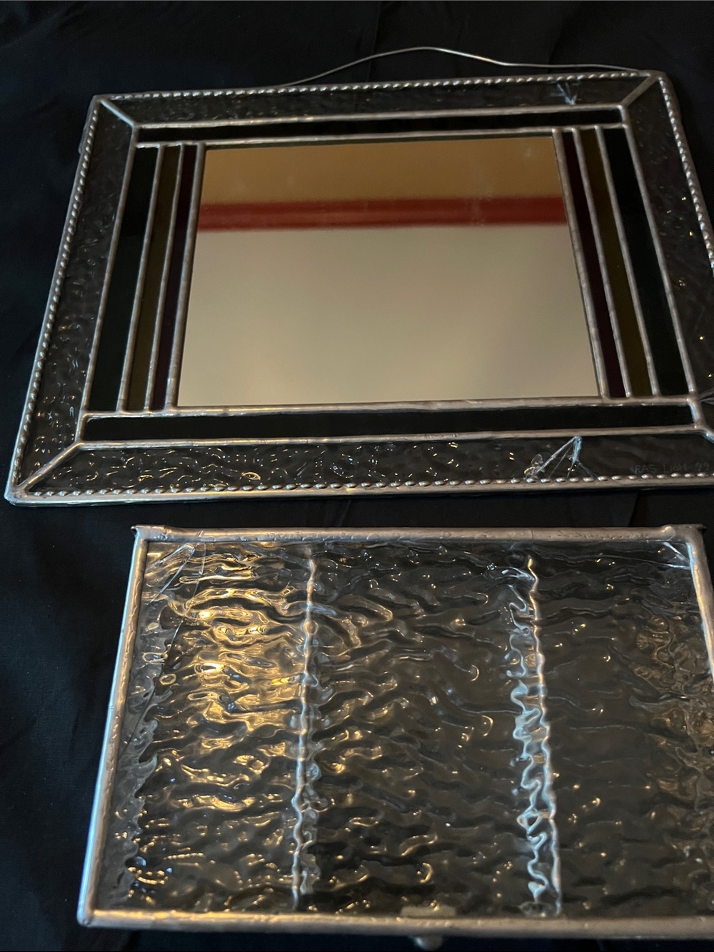 Silver Glass Framed Wall Mirror - with matching jewelrybox Decorative Home Bath